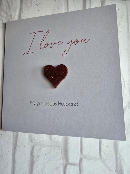 I love you valentines card acrylic heart