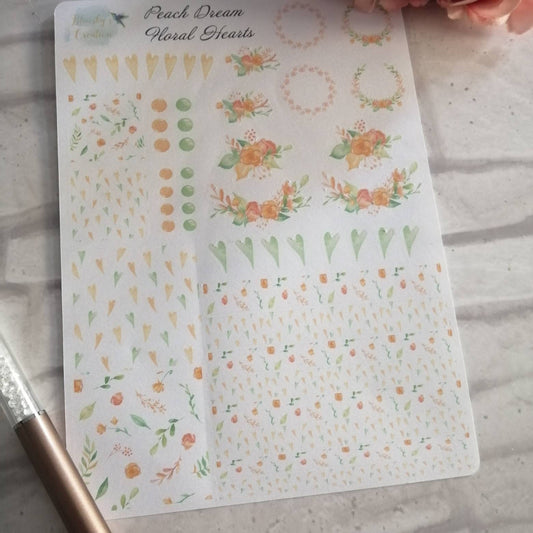 Peach Floral Happy Planner Sticker Set | Weekly Planning Decoration | Daily Diary Bullet Jornal Stationery