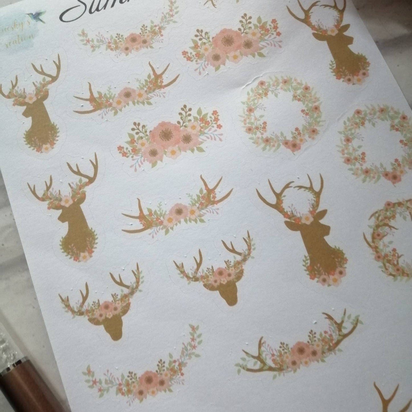 Summer deer floral planning sticker diary daily planner set