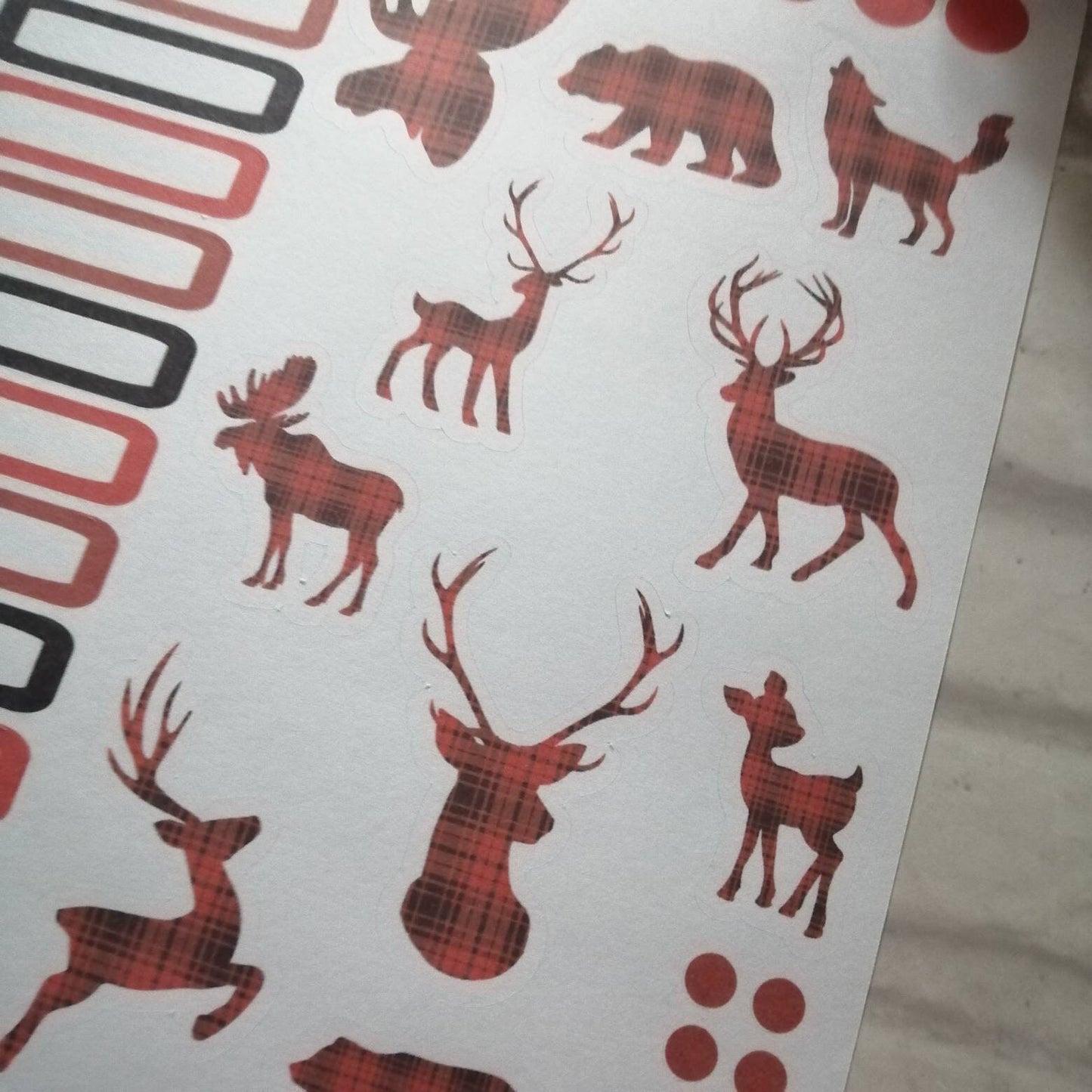 Red Tartan Planner Stickers | Plaid Weekly Kit | Wilderness Daily Diary | Animal Planning Set