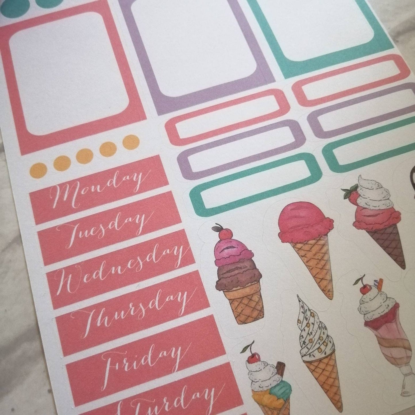 Ice Cream Stickers | Planning Weekly Kit | Daily Diary Planner Set