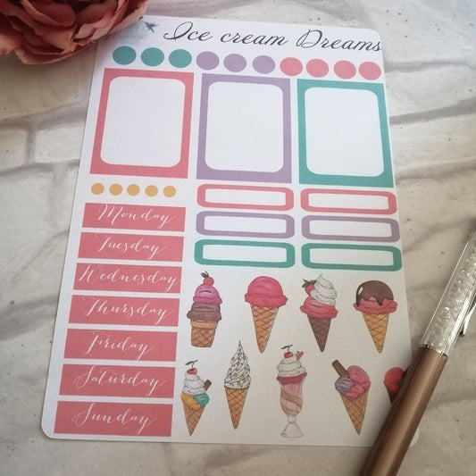 Ice Cream Stickers | Planning Weekly Kit | Daily Diary Planner Set