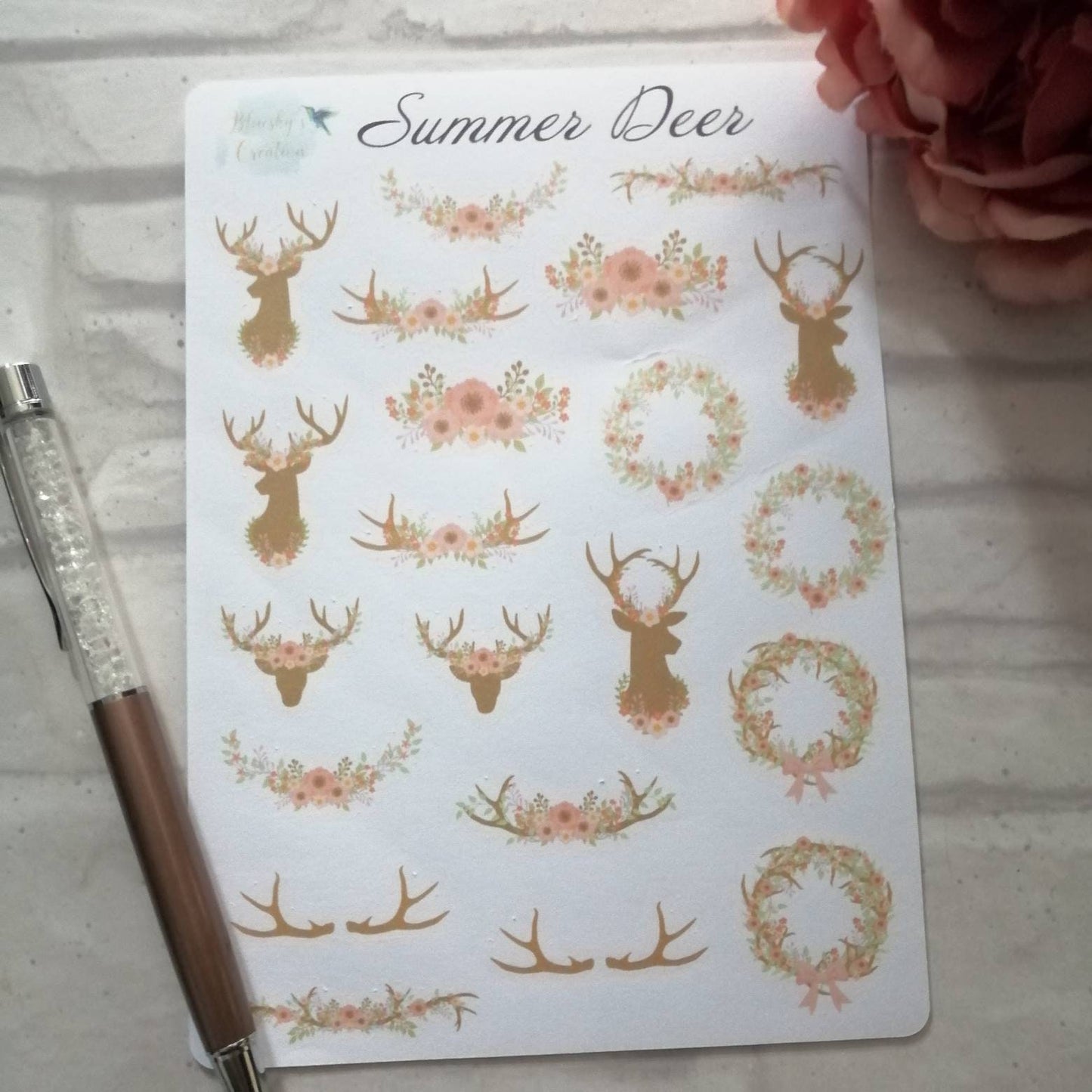 Summer deer floral planning sticker diary daily planner set