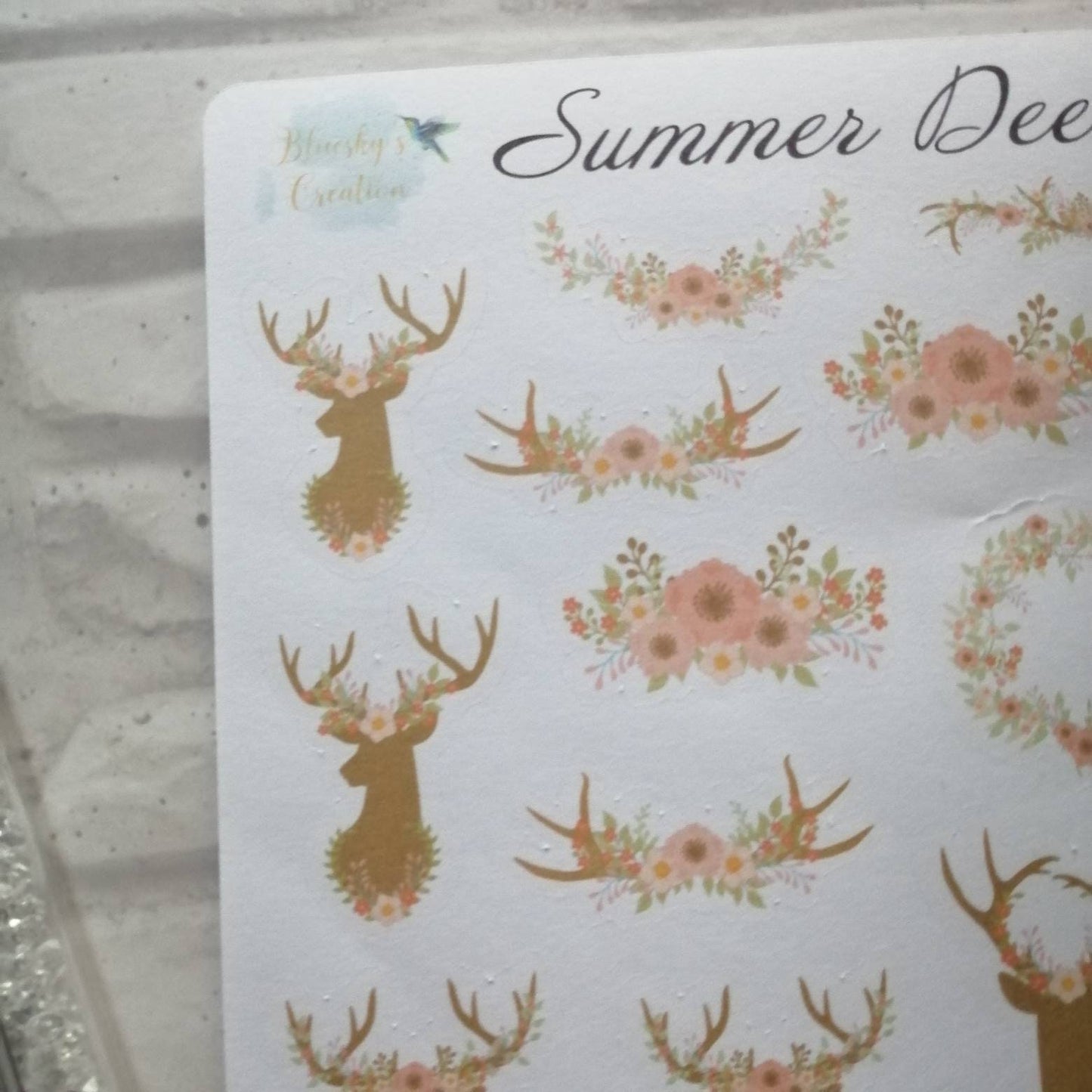 Summer deer floral planning sticker diary daily planner set
