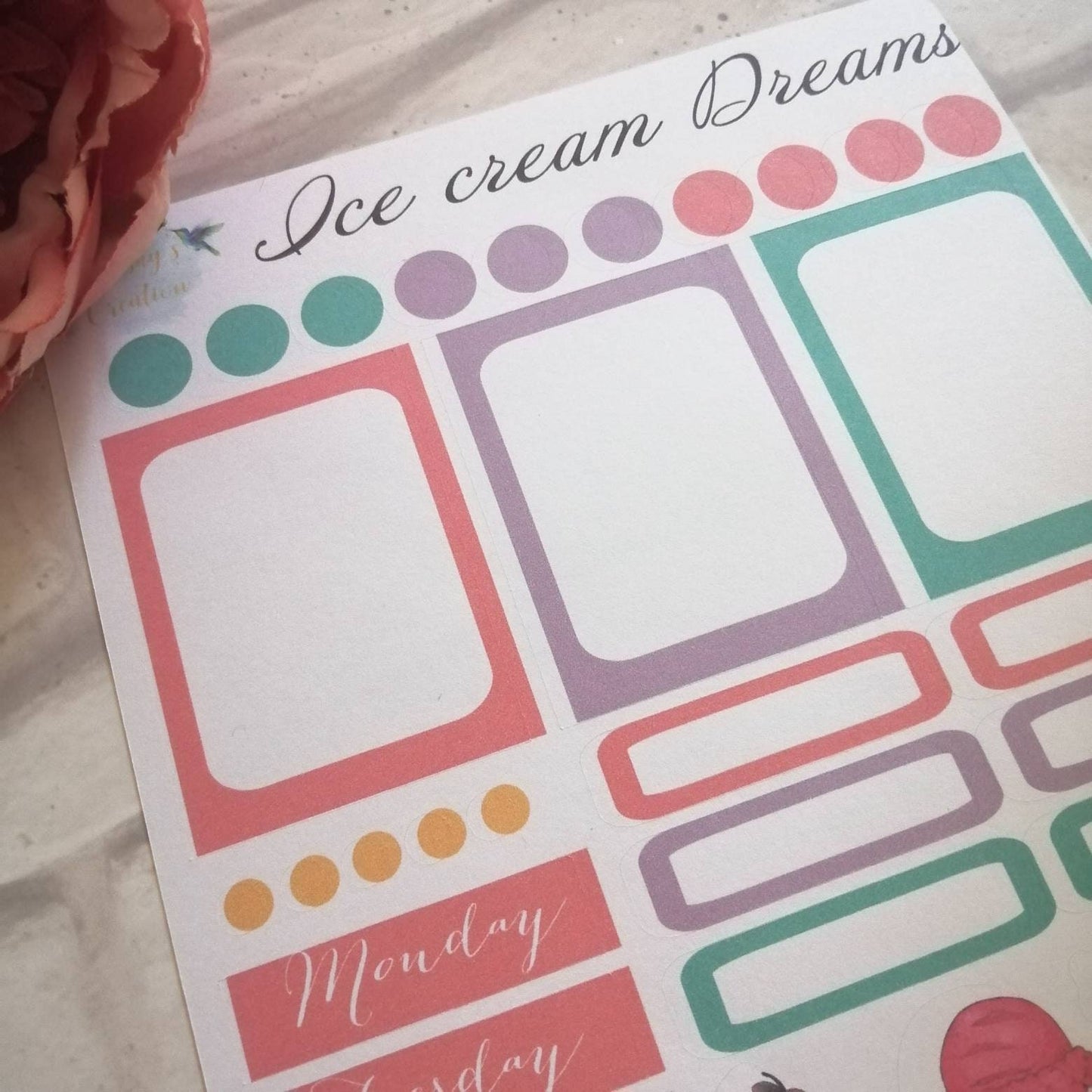 Ice Cream Stickers | Planning Weekly Kit | Daily Diary Planner Set