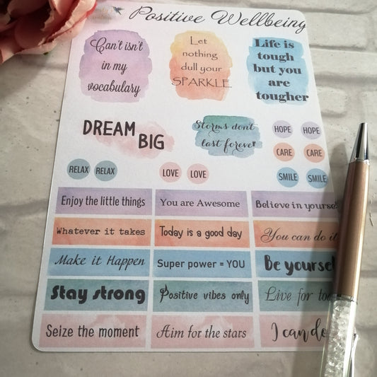 Quote Stickers | Wellbeing Awareness Diary Planning | Inspirational Positive Attitudes | mental health