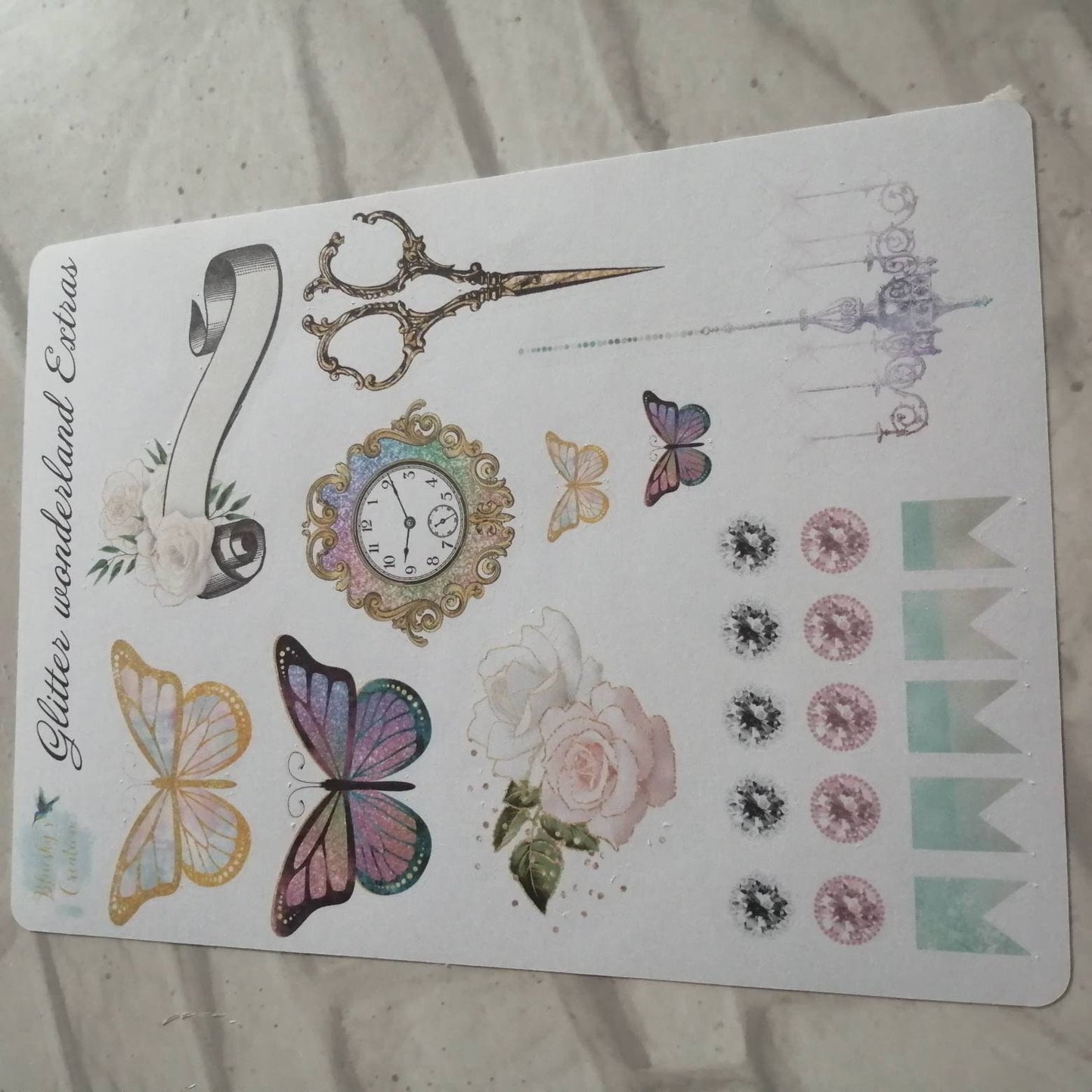 Vintage Glitter Planner Kit | Girly Floral Weekly Stickers | Daily Diary Planning Set