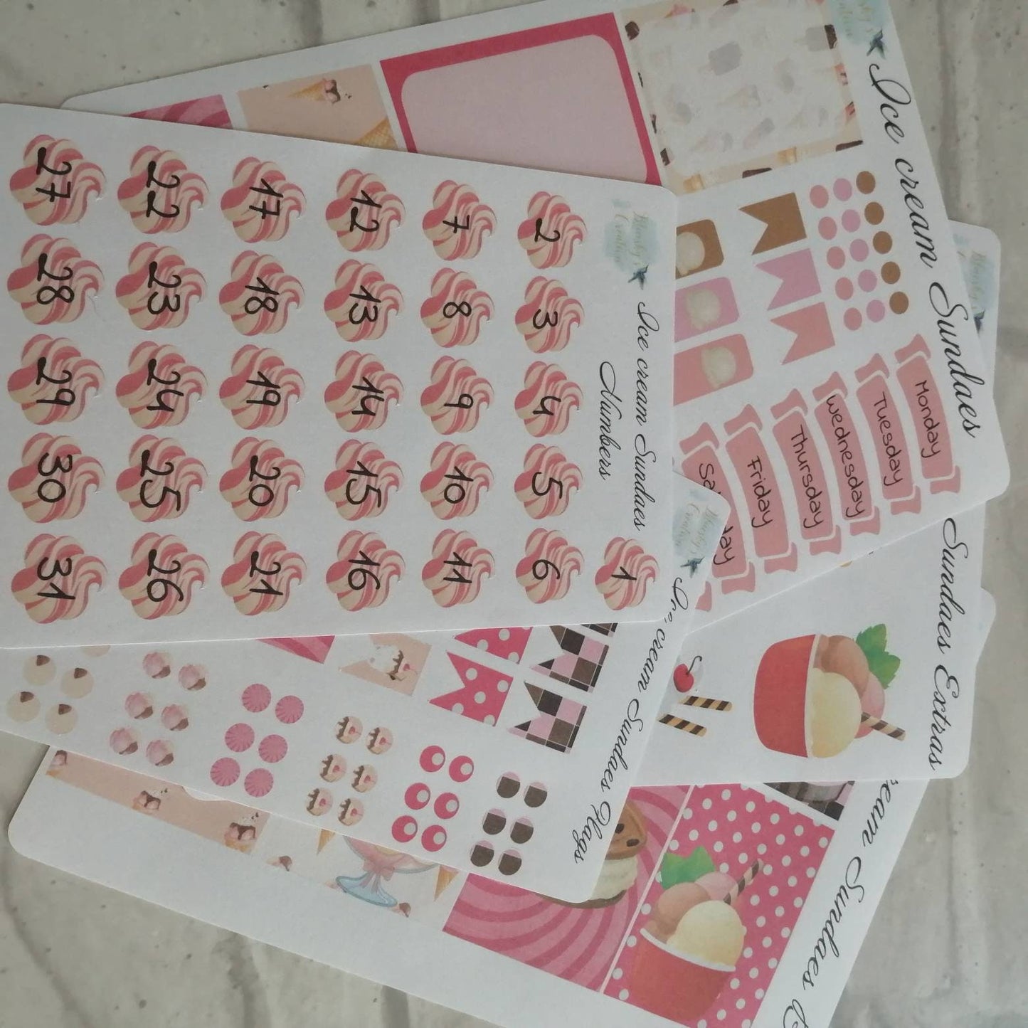 Ice Cream Sundae Kit | Functional Weekly Planning Sticker | Daily Diary Planner Set