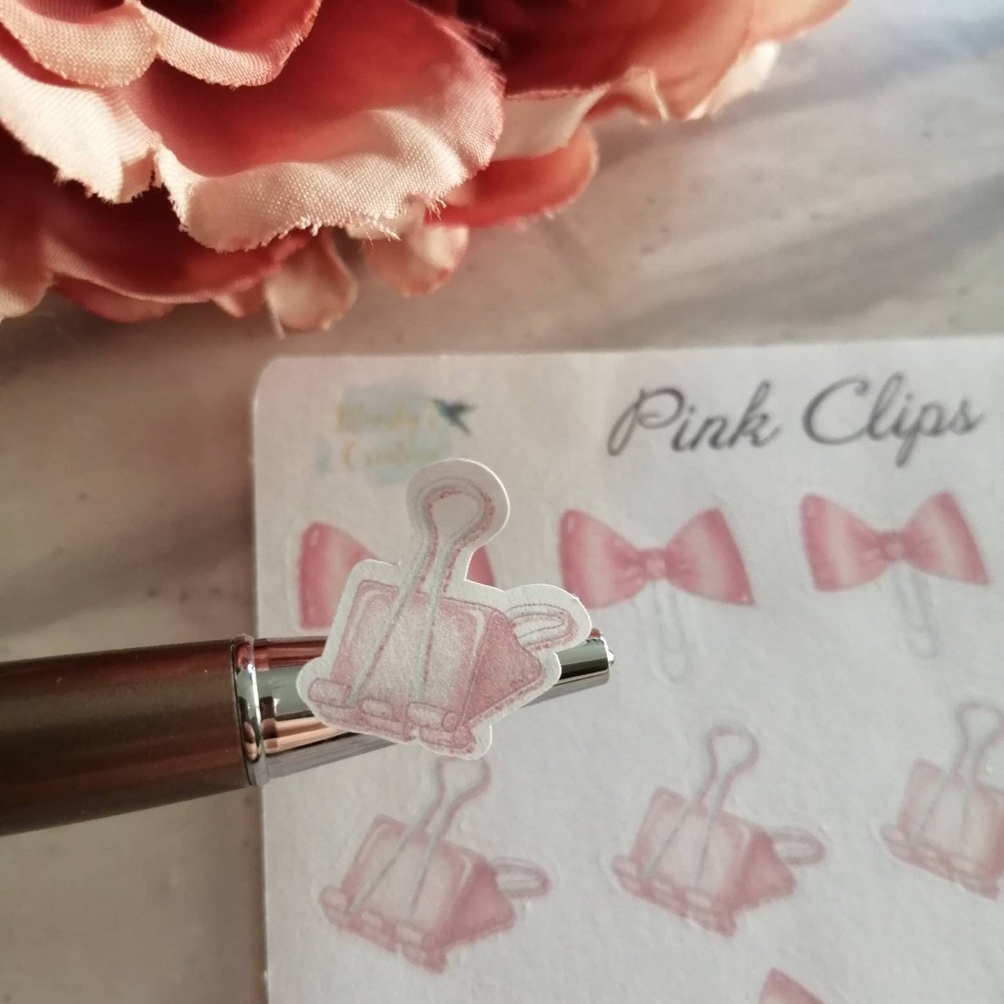 Pink Paper clip functional planning sticker diary daily planner set