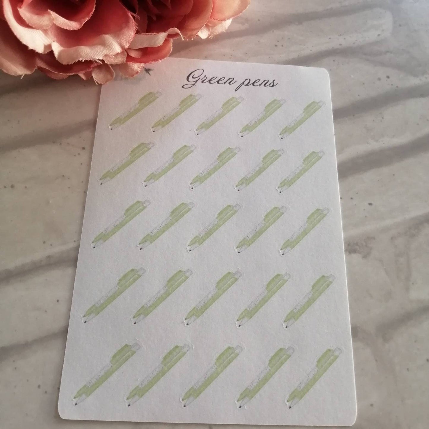 Green Functional Pen Icon Stickers | Functional Planning Daily Diary Set
