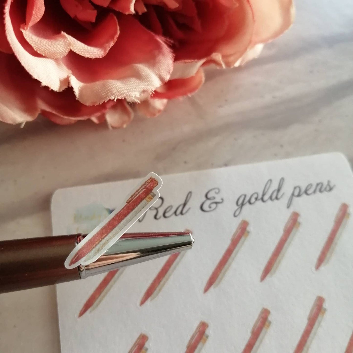 Red gold Functional Pen Stickers | Functional Christmas Daily Diary Set