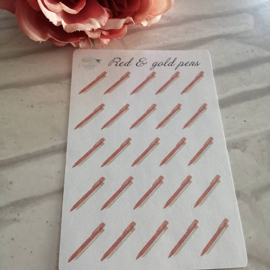 Red gold Functional Pen Stickers | Functional Christmas Daily Diary Set