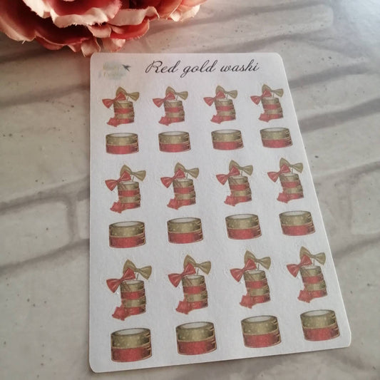 Red & gold Washi tape | Functional Christmas Planning Stickers | Daily Diary Set