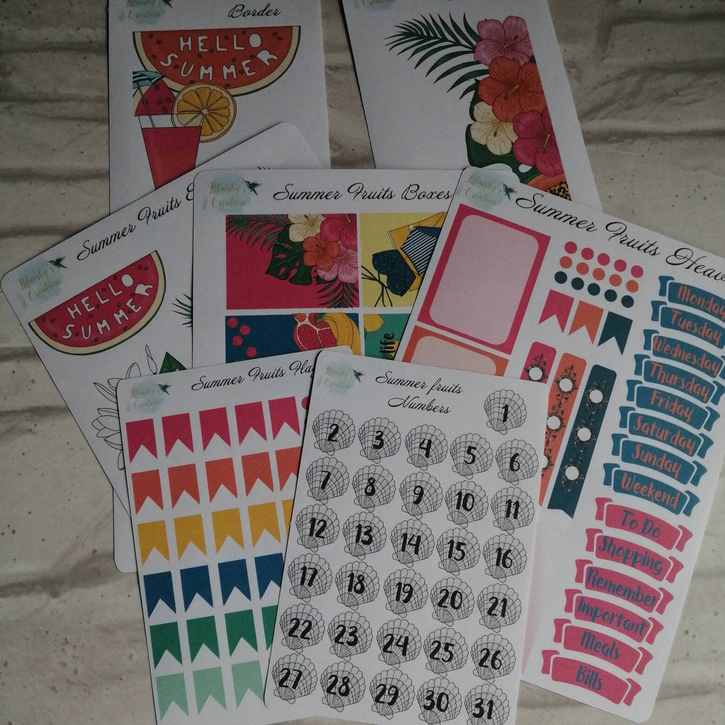 Summer Sun Planner Kit | Tropical Fruit Weekly | Beach Holiday Daily Diary