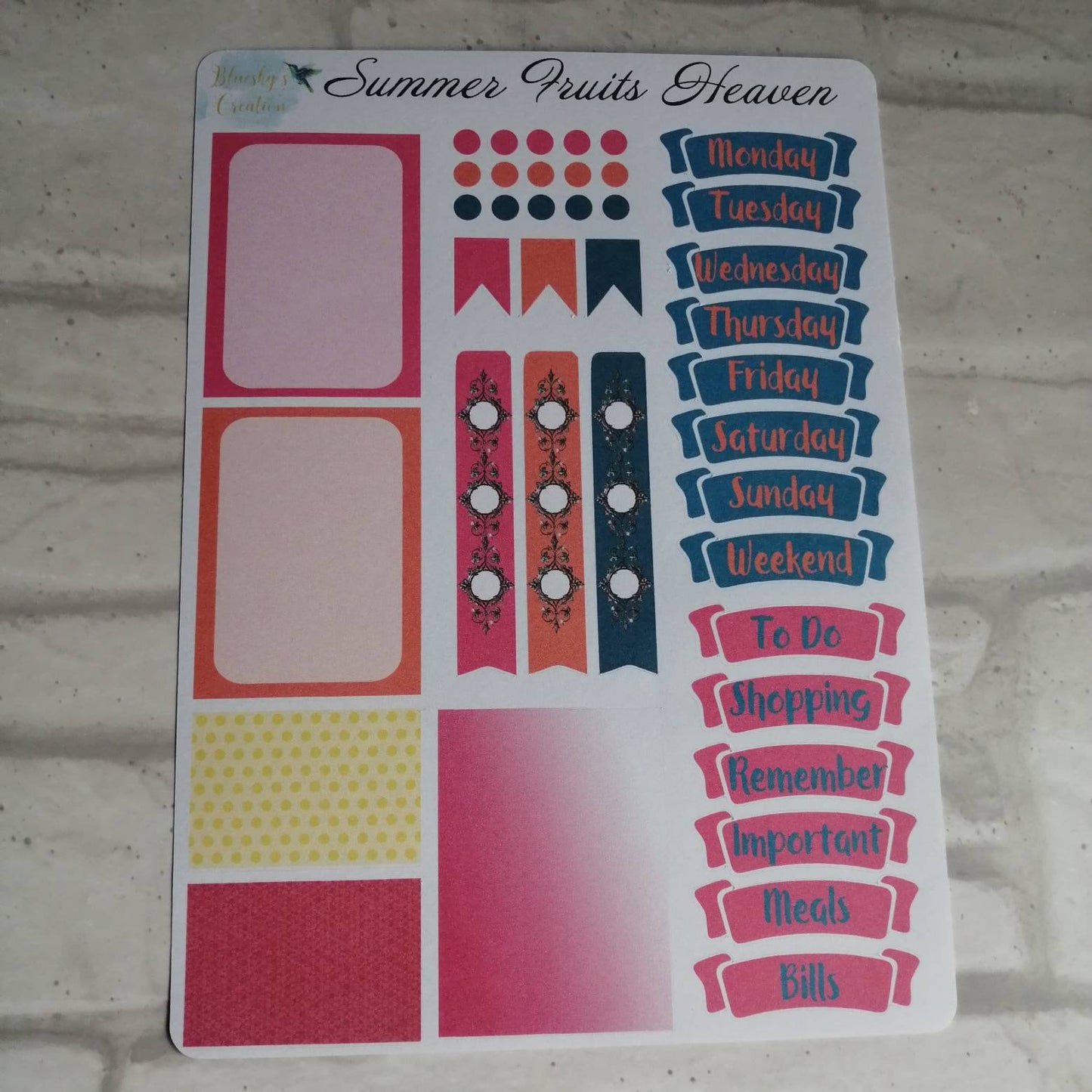 Summer Sun Planner Kit | Tropical Fruit Weekly | Beach Holiday Daily Diary