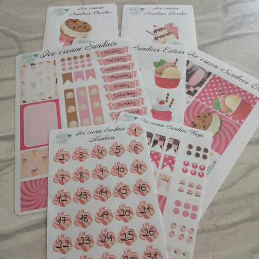 Ice Cream Sundae Kit | Functional Weekly Planning Sticker | Daily Diary Planner Set