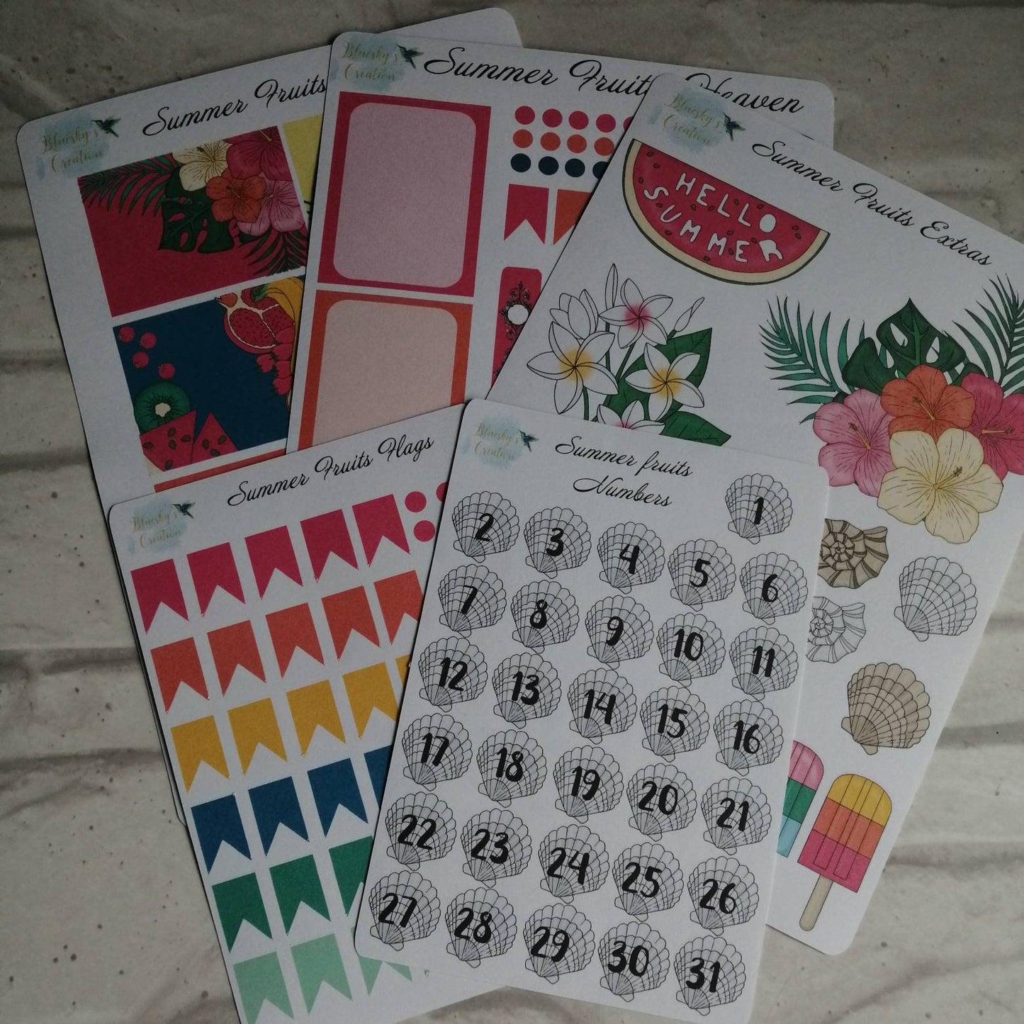 Summer Sun Planner Kit | Tropical Fruit Weekly | Beach Holiday Daily Diary
