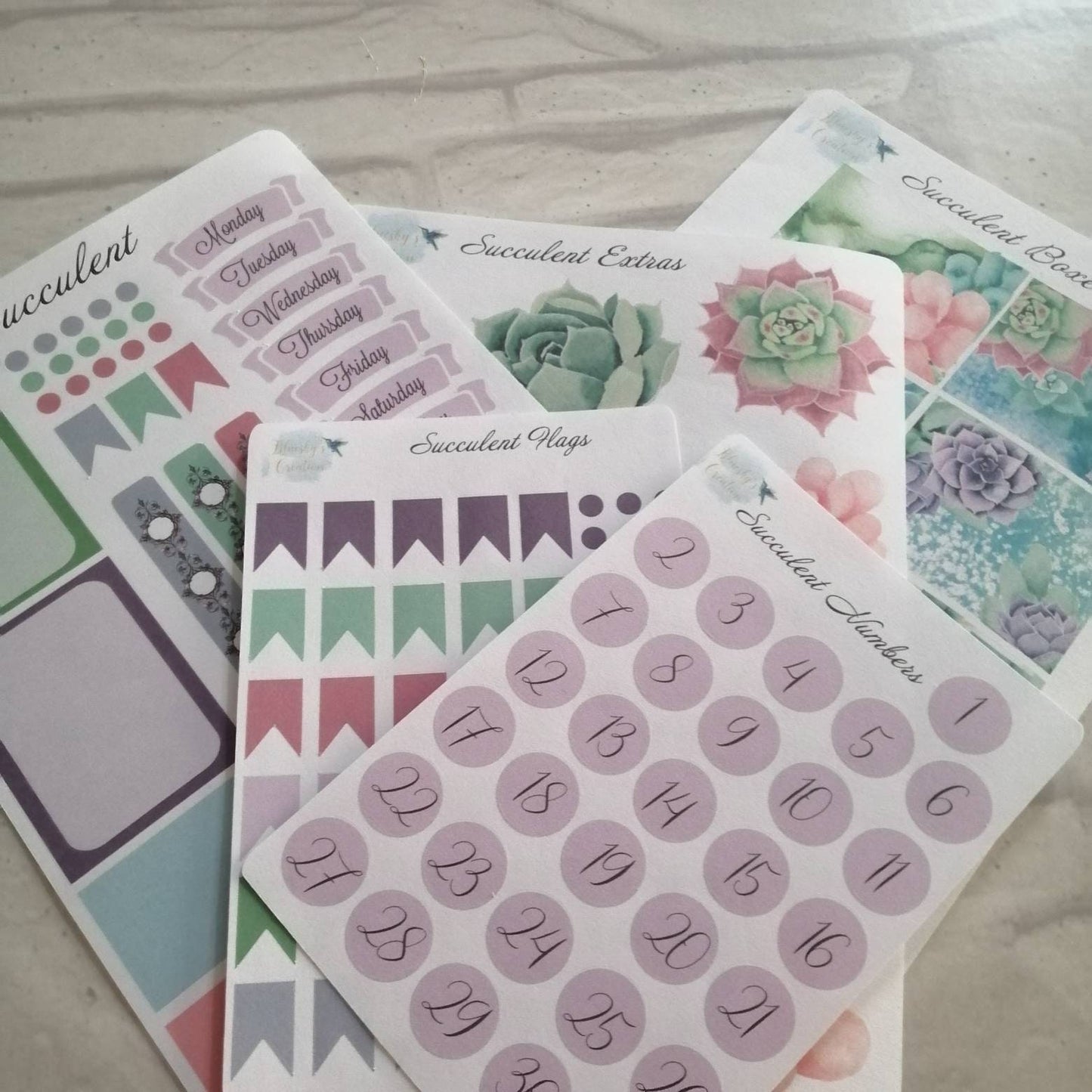 Succulent Plant Planner Kit | Green Purple & Pink Weekly | Daily Diary