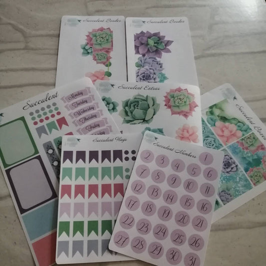 Succulent Plant Planner Kit | Green Purple & Pink Weekly | Daily Diary