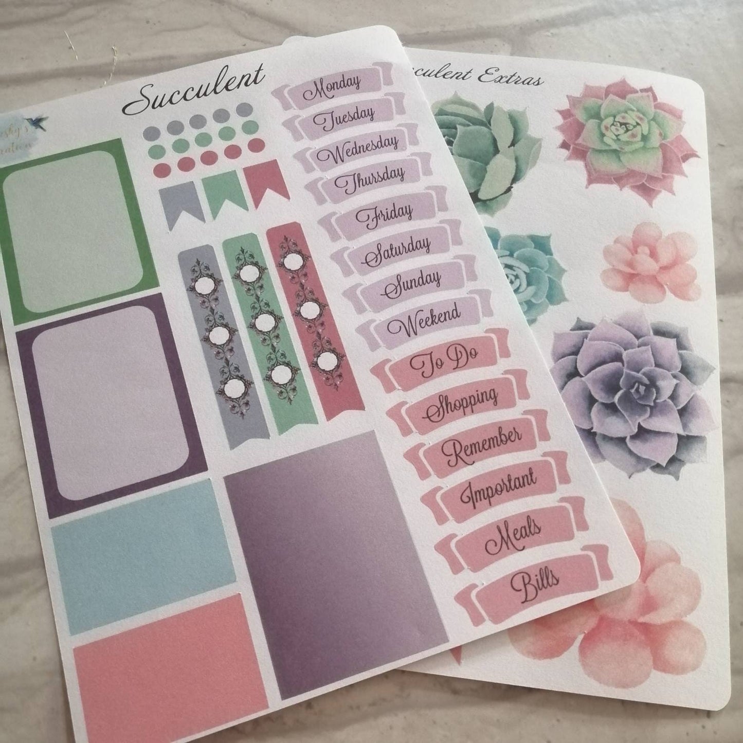 Succulent Plant Planner Kit | Green Purple & Pink Weekly | Daily Diary