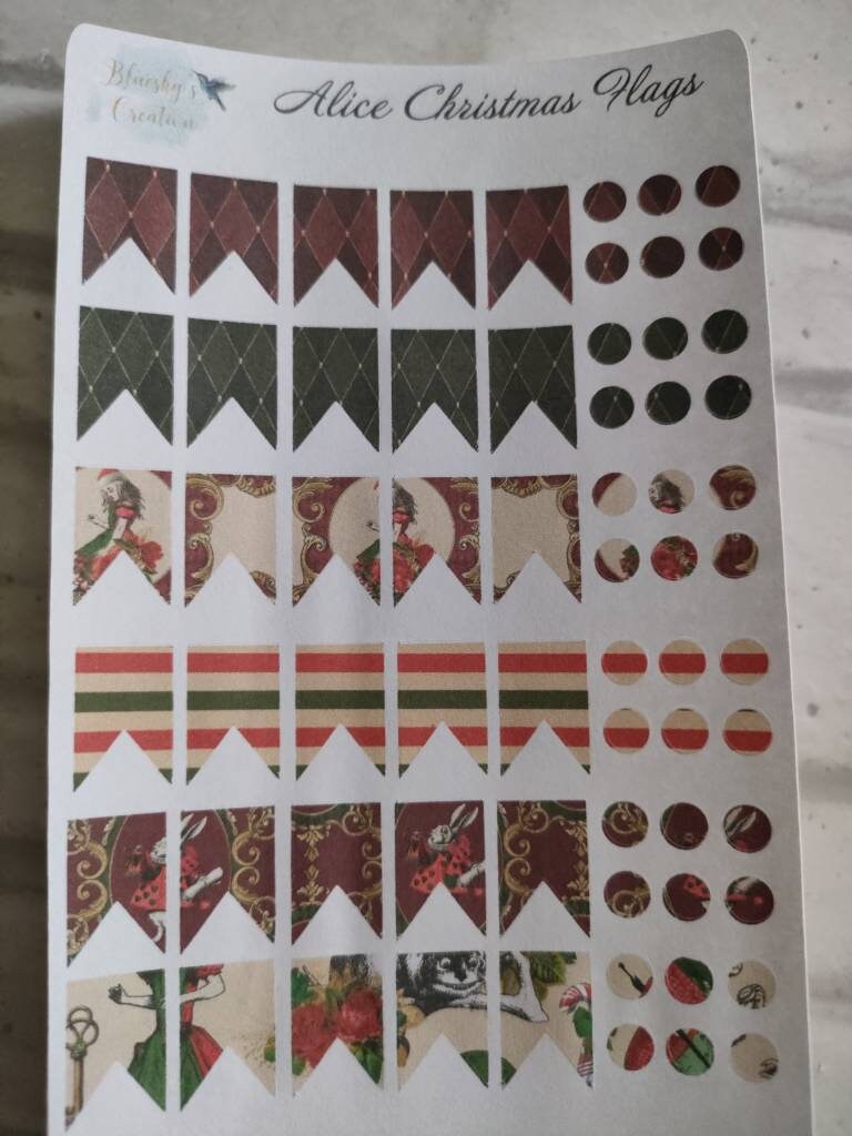 Alice in wonderland red and green christmas weekly planning sticker diary daily planner set
