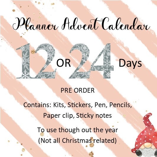 Planner Advent Calendar | Sticker Stationery | 12 or 24 days | Happy Planner Christmas