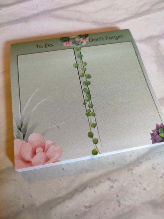 Succulent Memo Note pad | Sticky Note Pad | Things to do | Shopping list