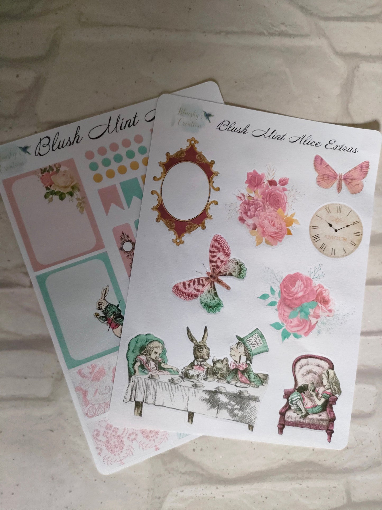 Alice in Wonderland Blush Pink Kit | Weekly Planning Sticker | Daily Diary Planner Set