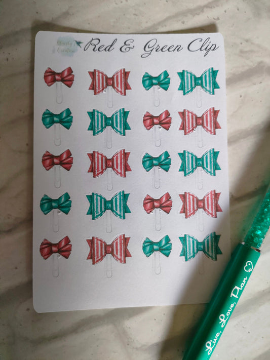 Red and Green Paper clip functional planning sticker diary daily planner set