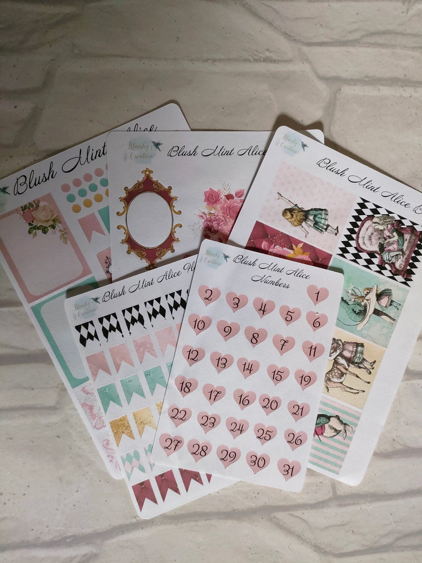 Alice in Wonderland Blush Pink Kit | Weekly Planning Sticker | Daily Diary Planner Set
