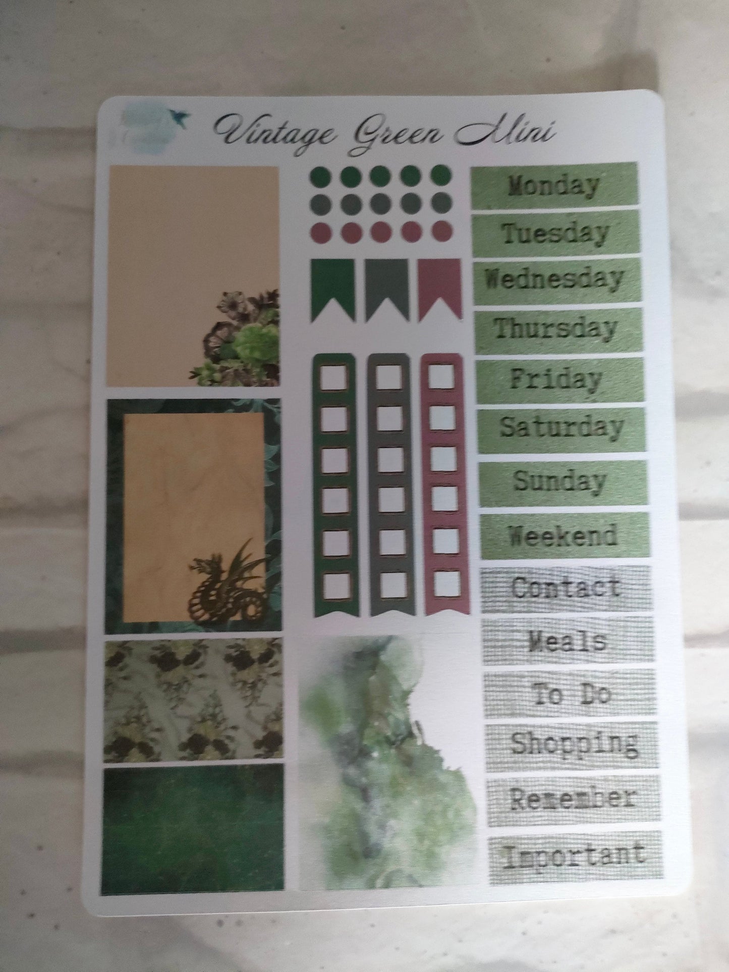Woodland Dragon Mini Kit | Weekly Planning Sticker | Daily Diary Planner Set