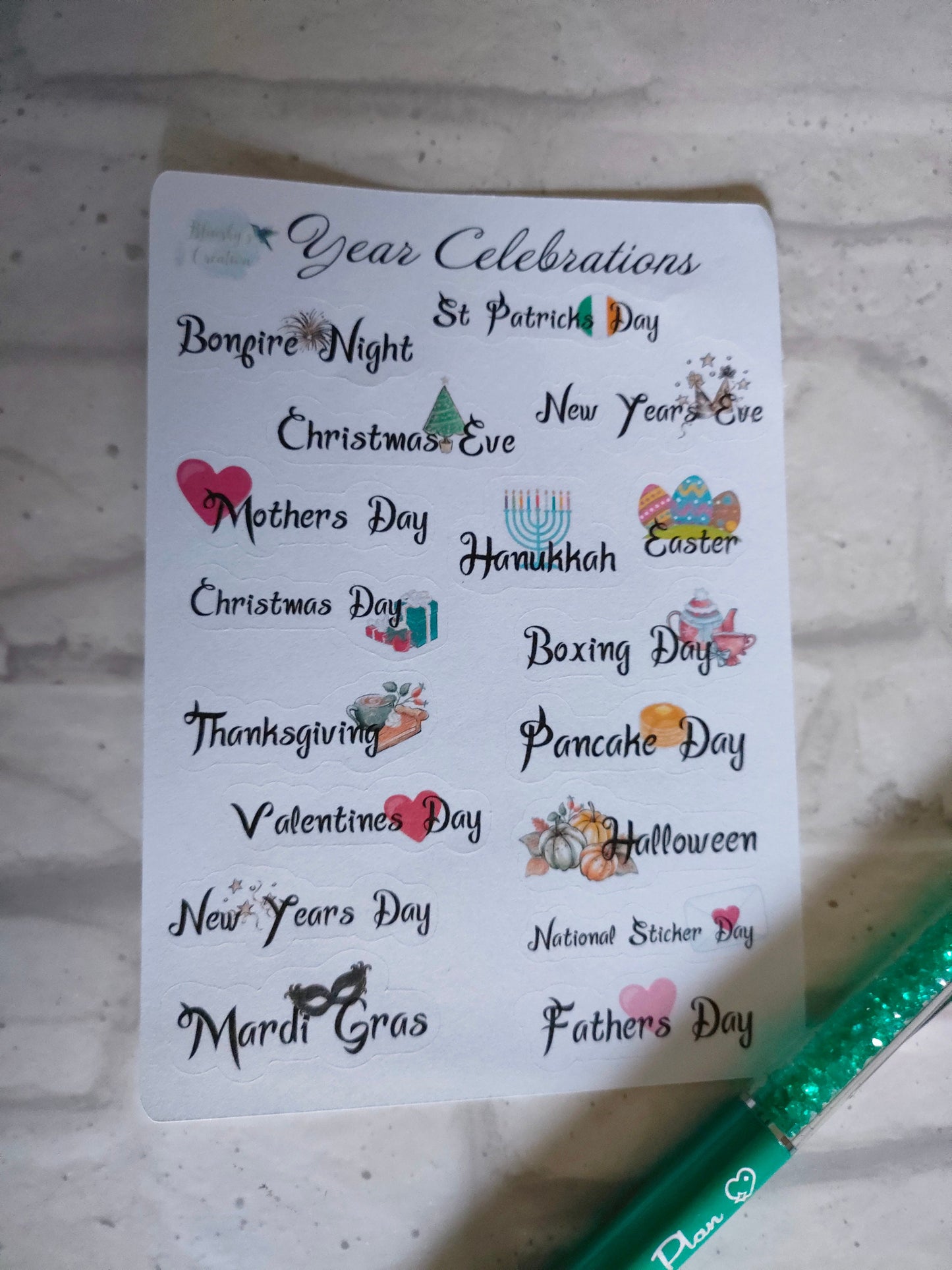 Year celebration Icons | Events in the year Planning Stickers | Daily Diary Planner Set