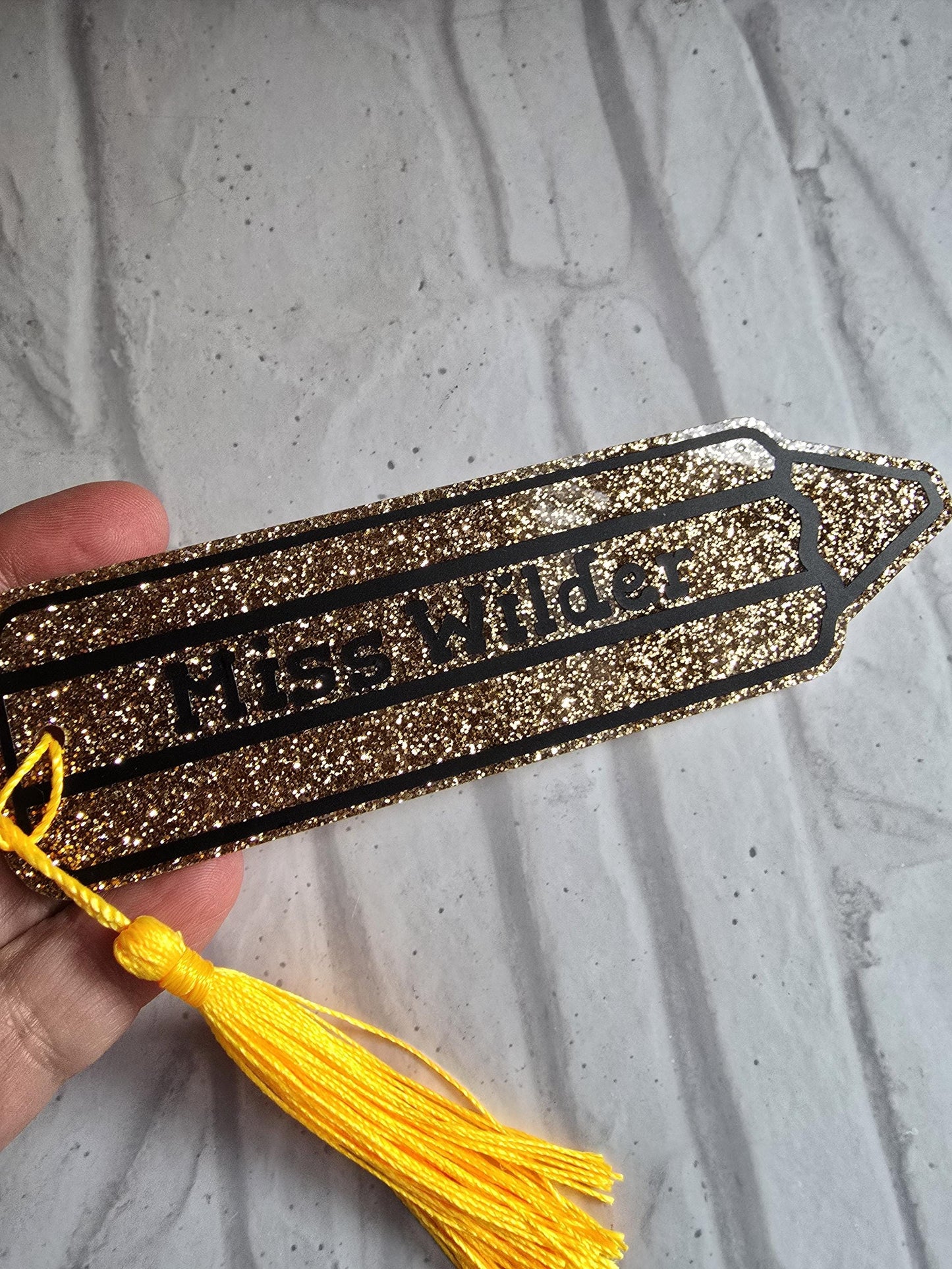 Giant Glitter Pencil Teacher Bookmark | Novelty Teacher Gift Bookmark | Stationery Book Lovers | Acrylic Note Holder |  Sparkle Present