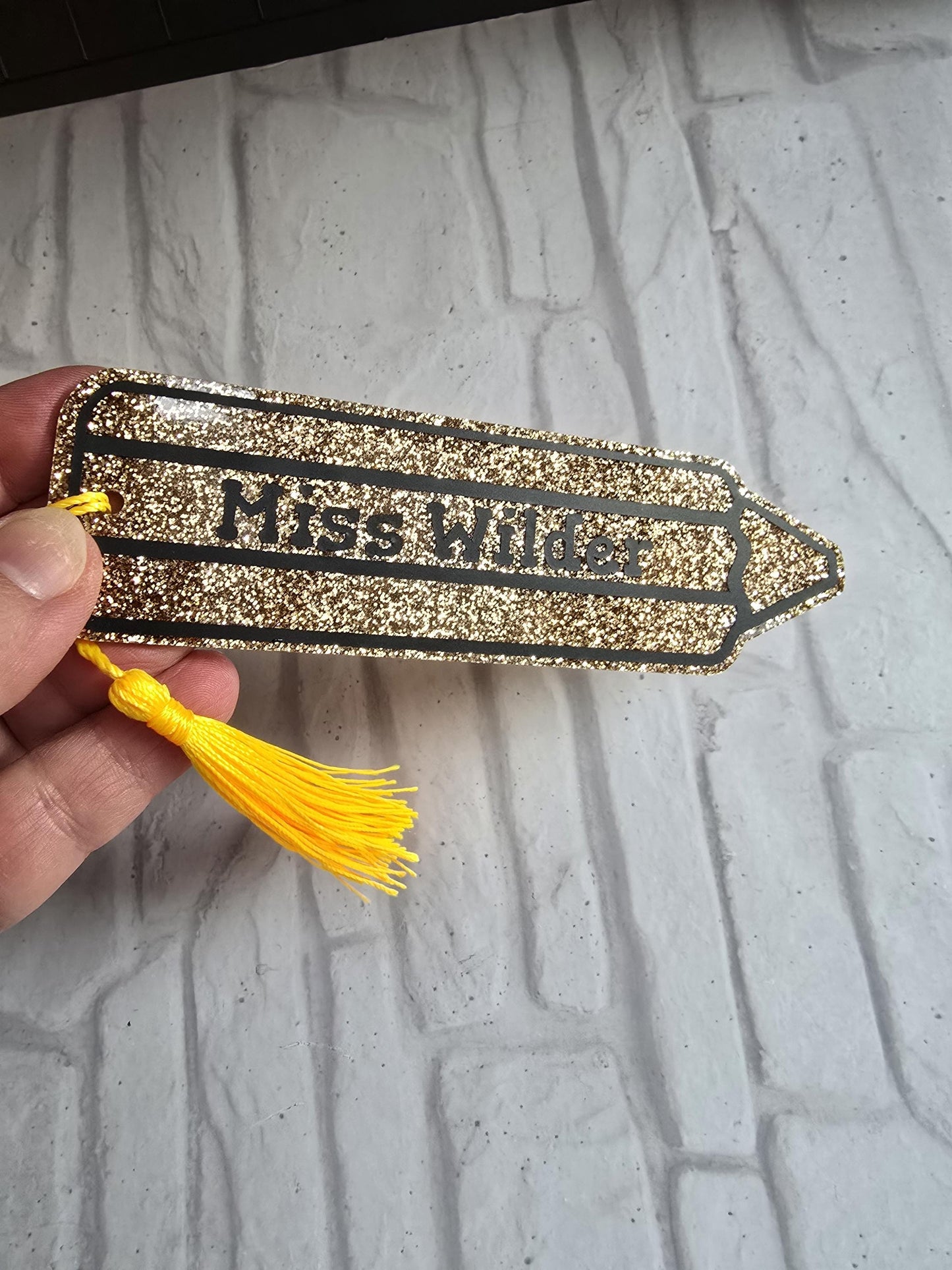 Giant Glitter Pencil Teacher Bookmark | Novelty Teacher Gift Bookmark | Stationery Book Lovers | Acrylic Note Holder |  Sparkle Present