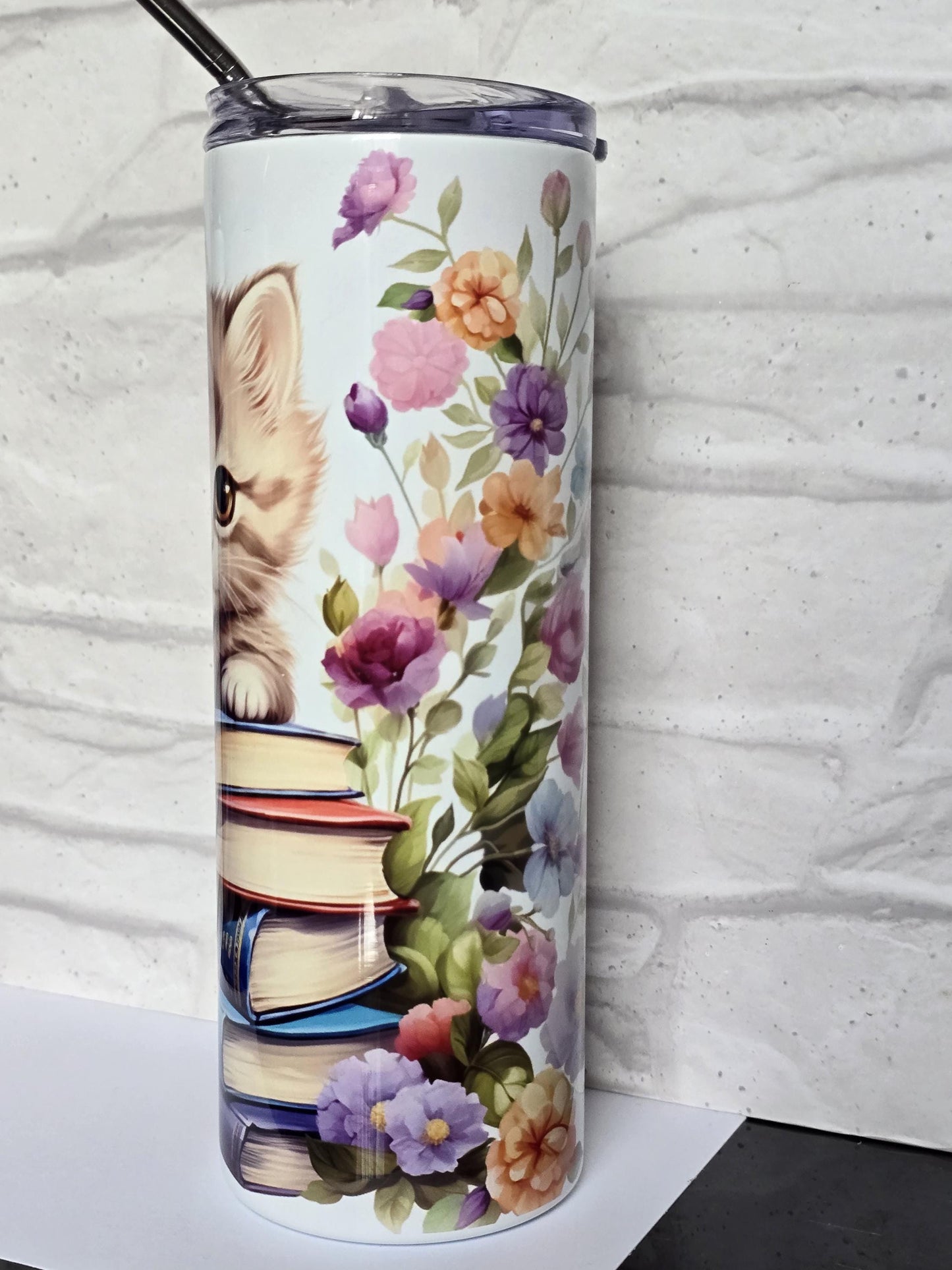 Kitten on a stack of books 20oz Tumbler
