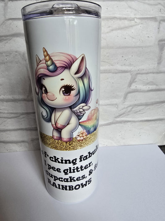 Rude Unicorn Poop Adult 20oz Skinny Tumbler | Summer Drink Cup | Holiday Cold Drink Flask
