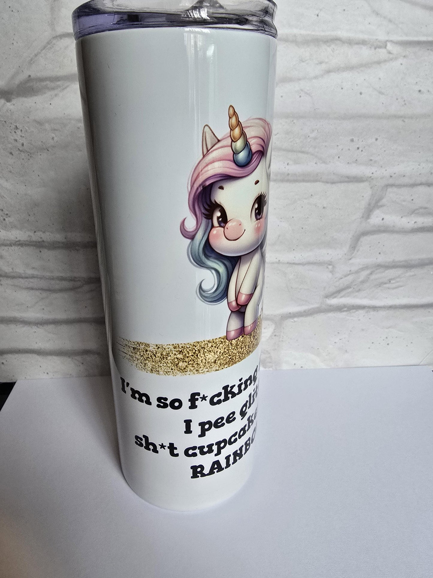 Rude Unicorn Poop Adult 20oz Skinny Tumbler | Summer Drink Cup | Holiday Cold Drink Flask