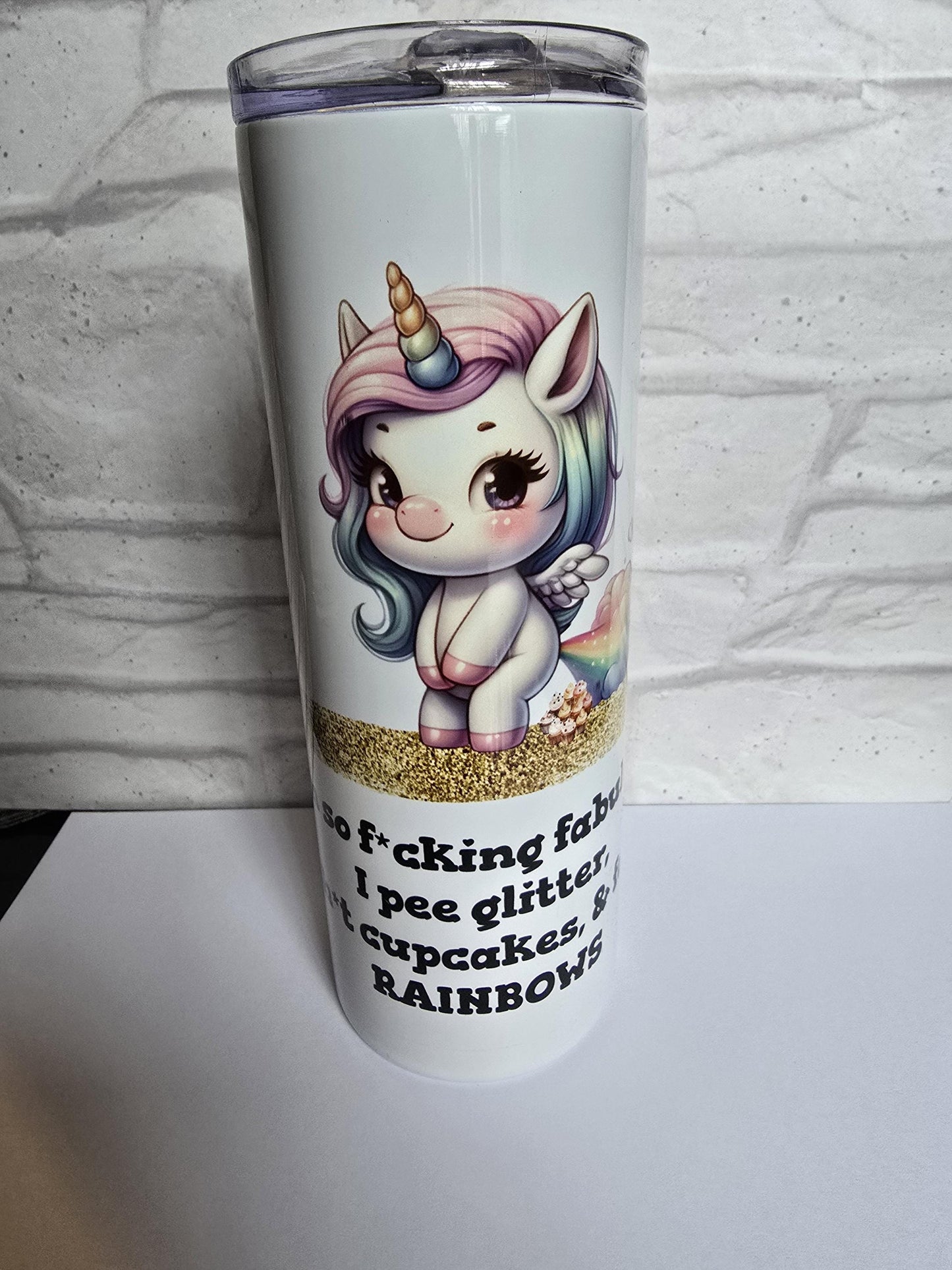 Rude Unicorn Poop Adult 20oz Skinny Tumbler | Summer Drink Cup | Holiday Cold Drink Flask