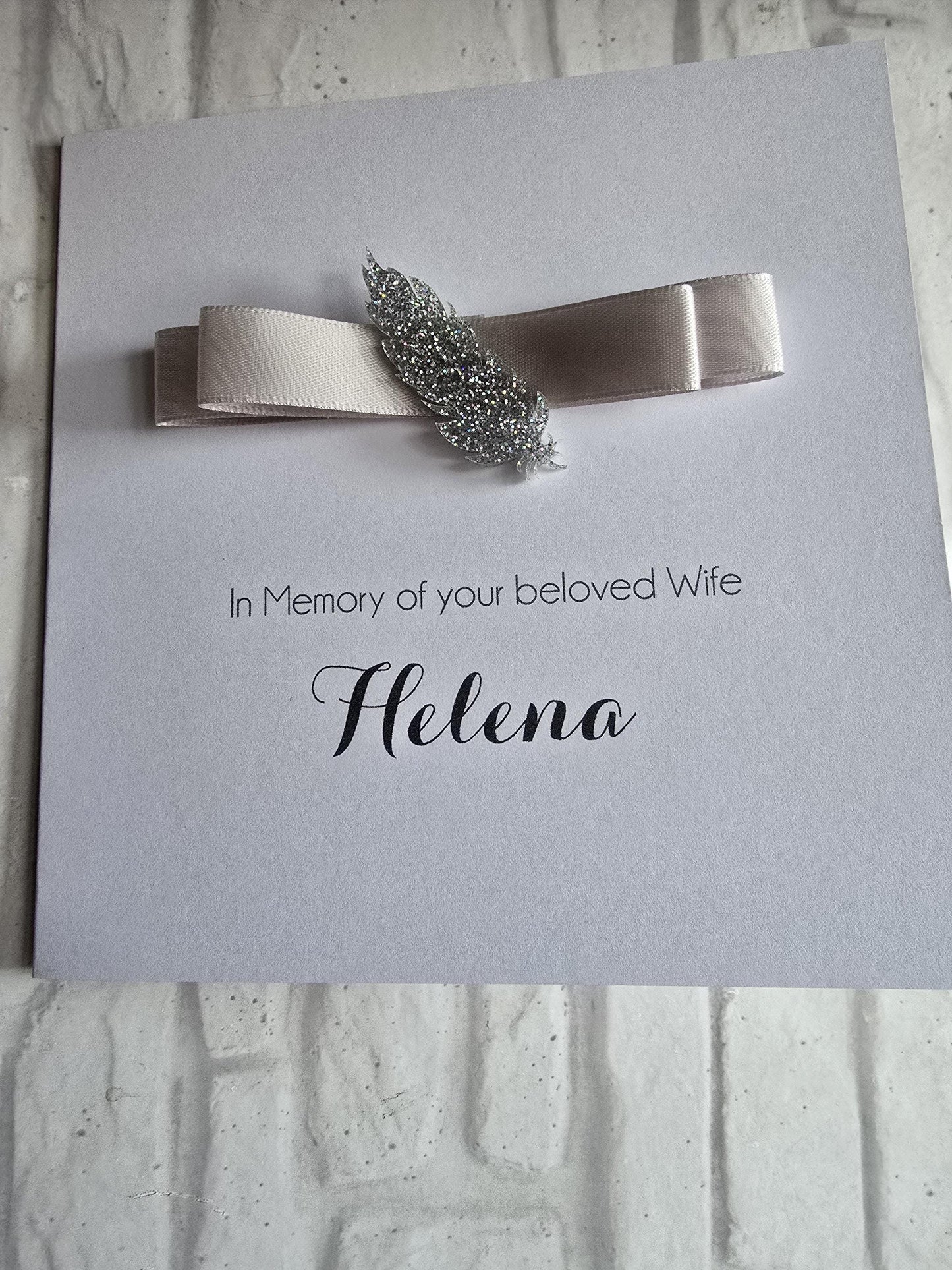 Sympathy Card | Luxury Condolence Personalised Card | Feather card