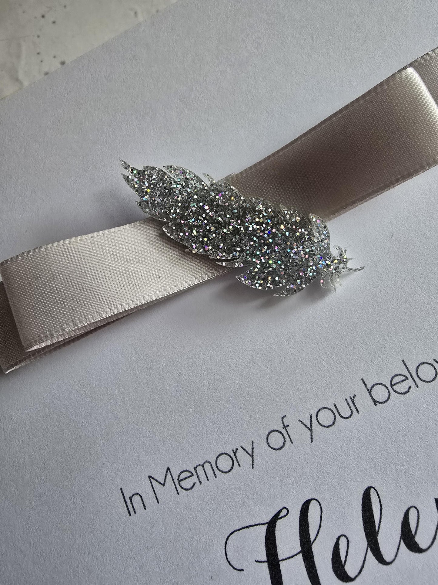 Sympathy Card | Luxury Condolence Personalised Card | Feather card