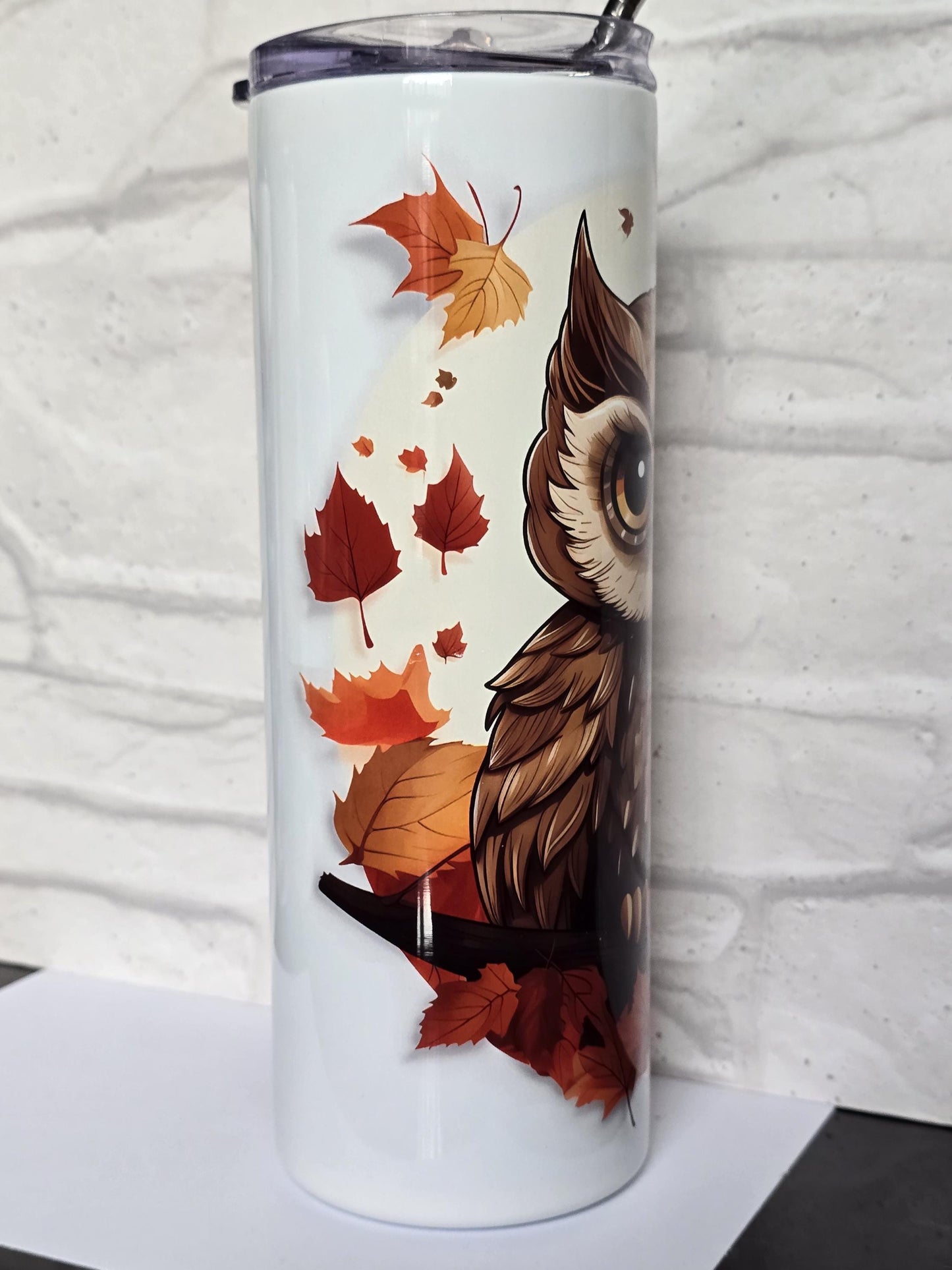 Woodland owl 20oz Skinny Tumbler | Summer Drink Cup | Holiday Cold Drink Flask