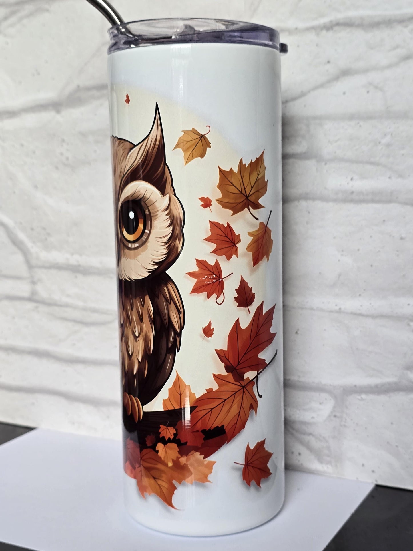 Woodland owl 20oz Skinny Tumbler | Summer Drink Cup | Holiday Cold Drink Flask