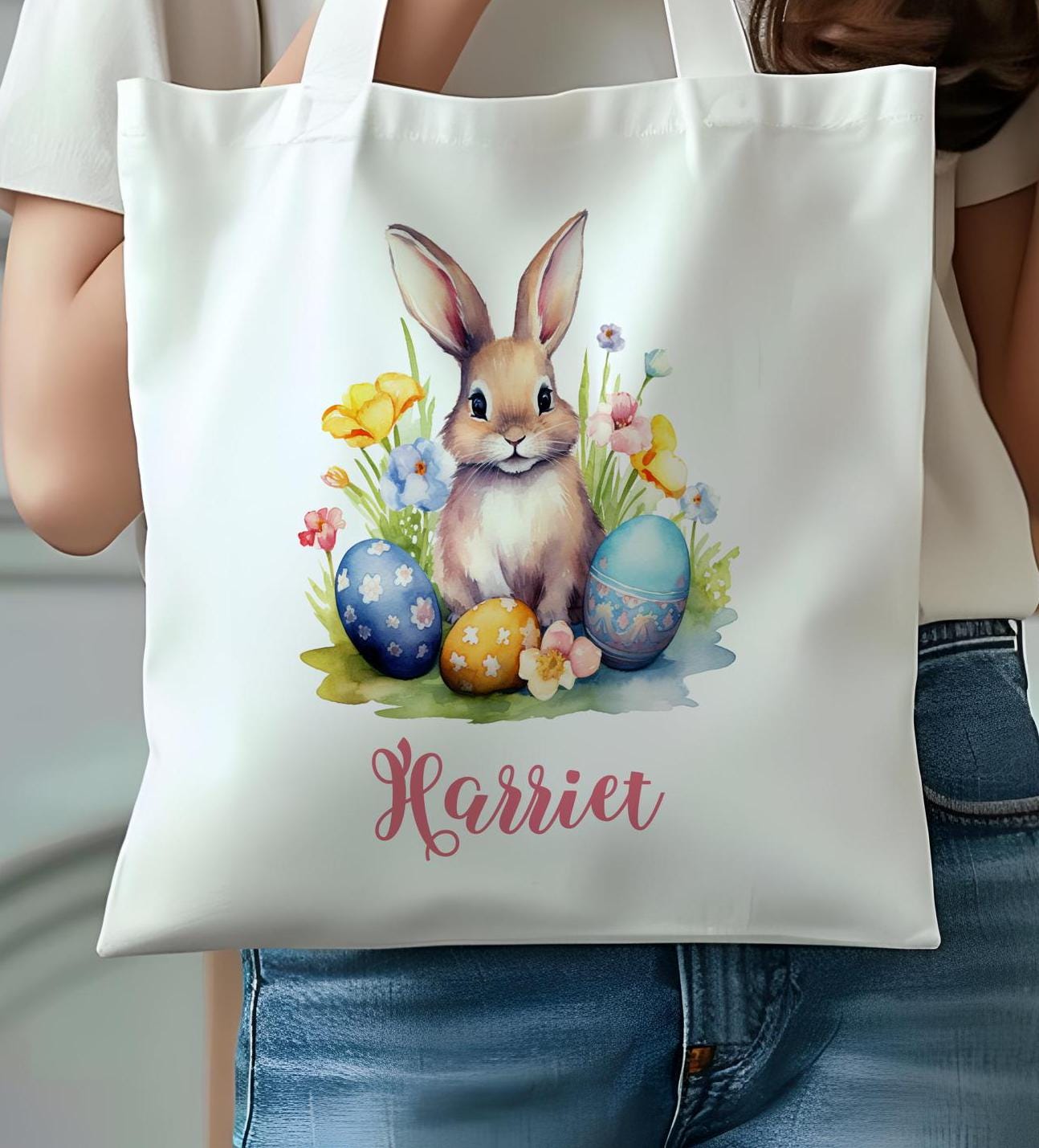 Bunny Easter Tote Bag | Egg Hunt Bag | Easter Trail Bag | Personalised Bag