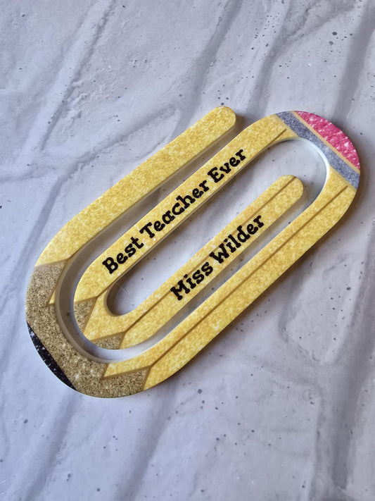Giant Awesome Teacher Paper Clip | 11cm Novelty Teacher Gift Bookmark | Stationery Book Lovers | Acrylic Note Holder Present
