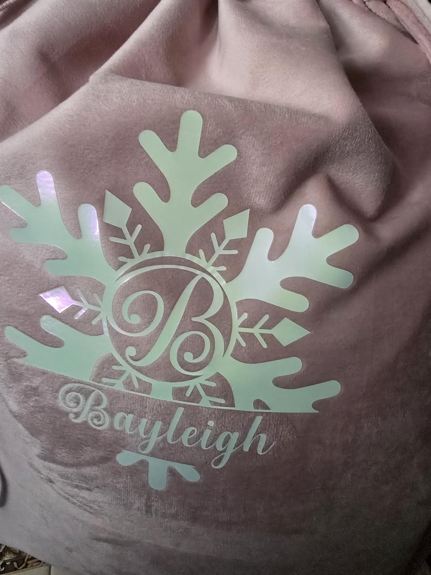 Personalised Christmas Gift Sacks | Christmas  Advent Sacks | Childrens Stockings | Velvet Plush Snowflake Bags