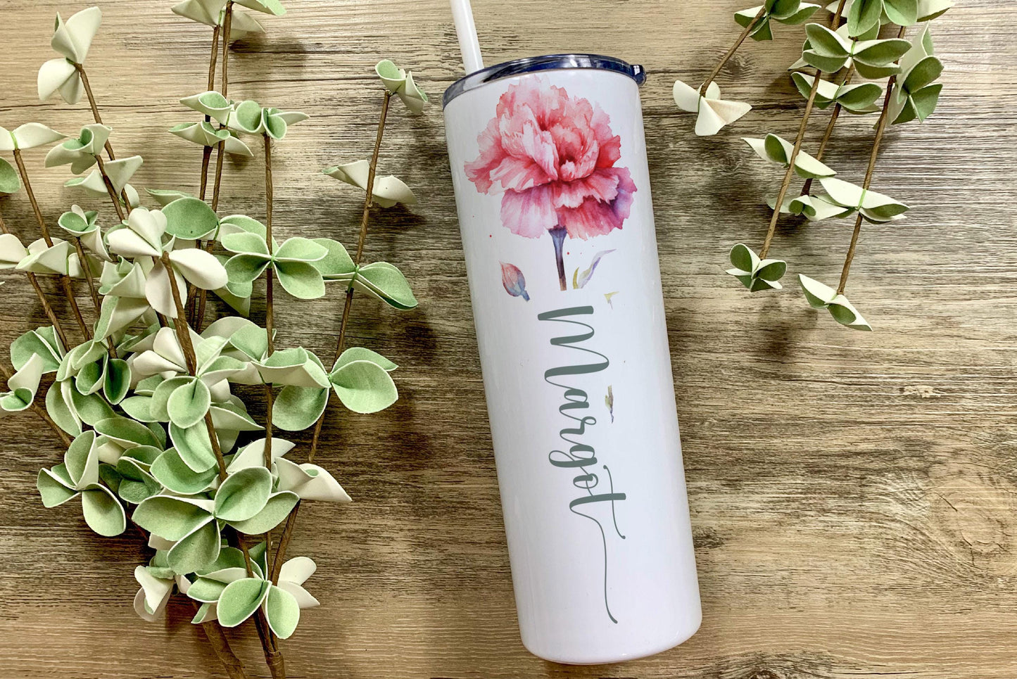 Birth Flower 20oz Tumbler β Custom Name Floral Mug β Personalized Gift for Women, Mom, Sister β Heat Proof Travel Cup