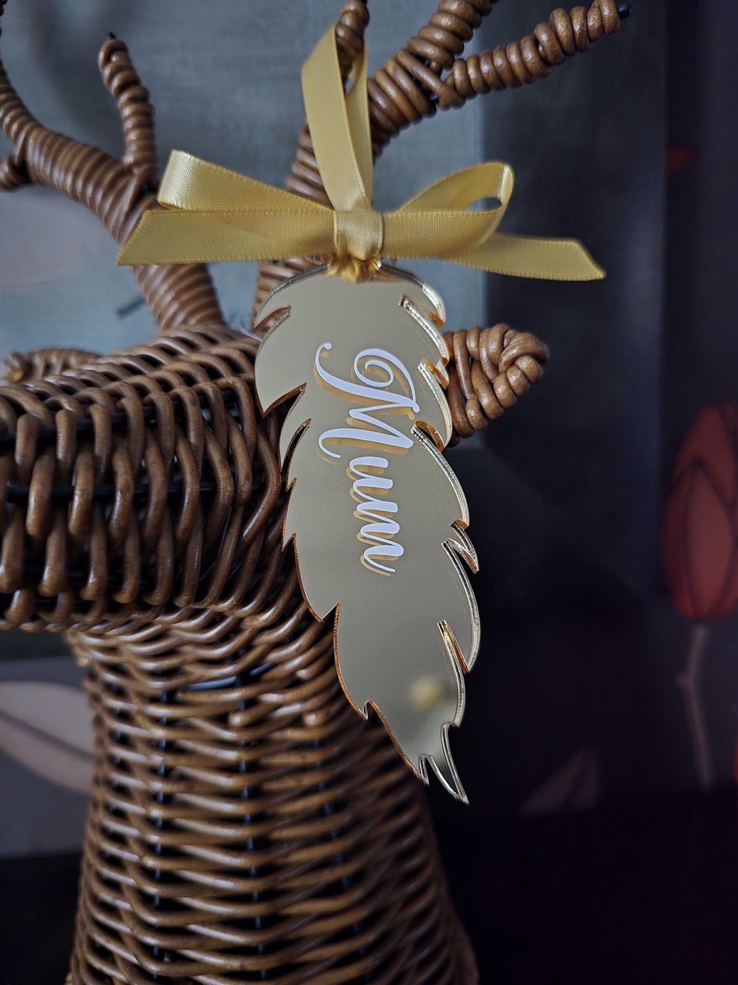 Memorial Mirror Feather Personalised Christmas Decoration | Acrylic Xmas Hanging Tree Decor | Family Bauble | In Memory Of