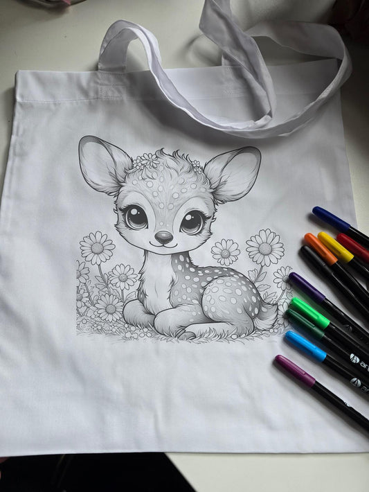 Color Your Own Animal Tote Bag | Fun Kids & Adult Activity | Craft Textile Marker Gift |Creative Party Favour