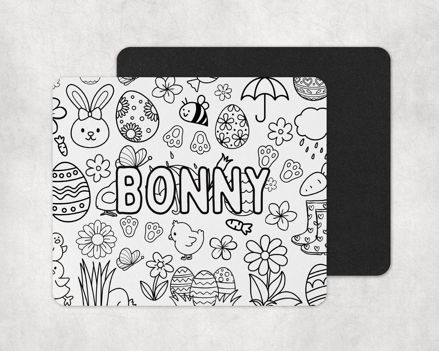 Color-In Cute Easter Placemat & Coaster Personalised for Kids | DIY Table Set | Creative Activity Gift Idea | Party Favour