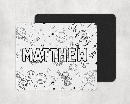 Color-In Space Astronaut Placemat & Coaster Personalised for Kids | DIY Table Set | Creative Activity Gift Idea | Party Favour